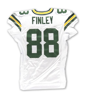 2008 Jermichael Finley Rookie Year Game Worn Green Bay Packers Road Jersey